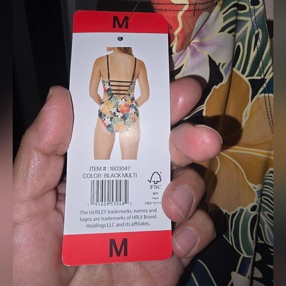 Hurley Floral Print Multicolor One-Piece Swimsuit Size Medium - Picture 7 of 12